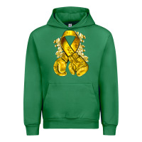 Emerald Childhood Cancer yellow ribbon with boxing gloves Urban Hoodie - NancyCooperArtShop