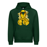 Forest Green Childhood Cancer yellow ribbon with boxing gloves Urban Hoodie - NancyCooperArtShop