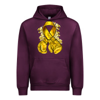 Mauve Wine Childhood Cancer yellow ribbon with boxing gloves Urban Hoodie - NancyCooperArtShop