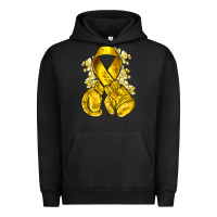 Pigment Black Childhood Cancer yellow ribbon with boxing gloves Urban Hoodie - NancyCooperArtShop