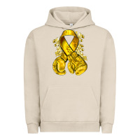 Pigment French Oak Childhood Cancer yellow ribbon with boxing gloves Urban Hoodie - NancyCooperArtShop