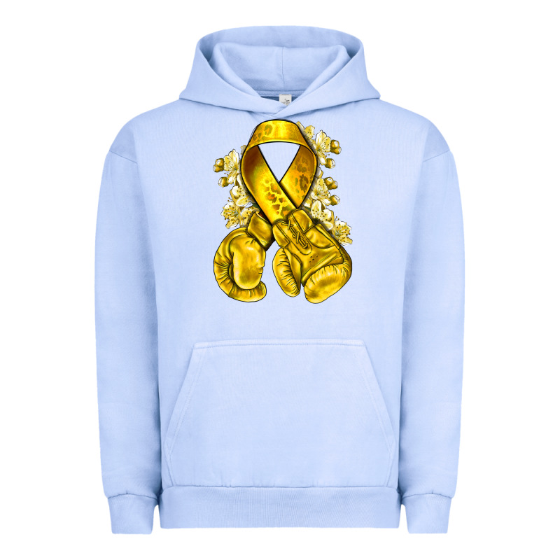 Childhood Cancer Yellow Ribbon With Boxing Gloves Urban Hoodie by NancyCooperArtShop | Teevron