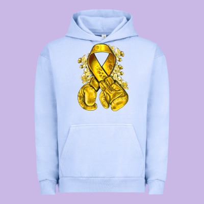 Childhood Cancer Yellow Ribbon With Boxing Gloves Urban Hoodie Designed By Nancycooperartshop