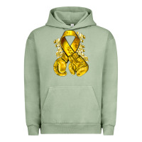 Pigment Oil Green Childhood Cancer yellow ribbon with boxing gloves Urban Hoodie - NancyCooperArtShop