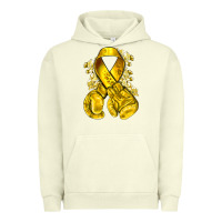 Pigment Pistachio Childhood Cancer yellow ribbon with boxing gloves Urban Hoodie - NancyCooperArtShop