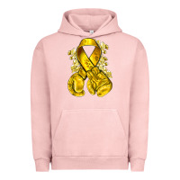 Pigment Salmon Childhood Cancer yellow ribbon with boxing gloves Urban Hoodie - NancyCooperArtShop