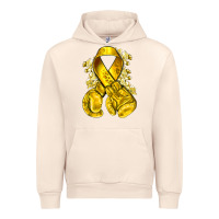 Sandshell Childhood Cancer yellow ribbon with boxing gloves Urban Hoodie - NancyCooperArtShop