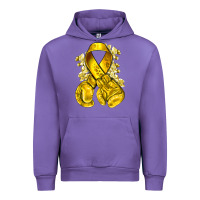 Tulip Childhood Cancer yellow ribbon with boxing gloves Urban Hoodie - NancyCooperArtShop