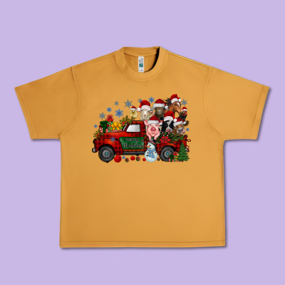 Christmas Farm Animals Truck Urban Heavy Tee Designed By Racoondesign