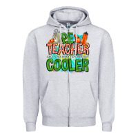 Heather Grey pe teacher but cooler Zipper Hoodie - NancyCooperArtShop
