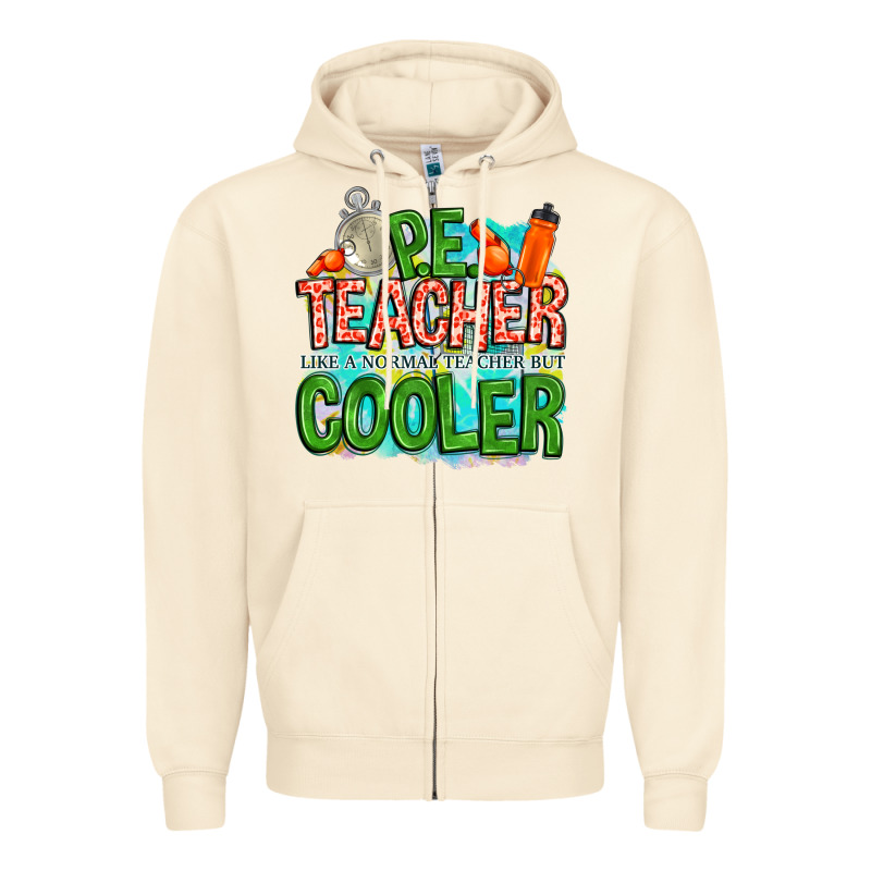 Pe Teacher But Cooler Zipper Hoodie by NancyCooperArtShop | Teevron