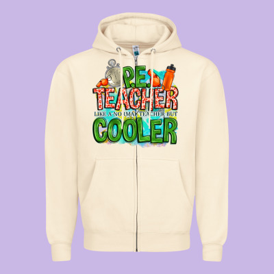 Pe Teacher But Cooler Zipper Hoodie Designed By Nancycooperartshop