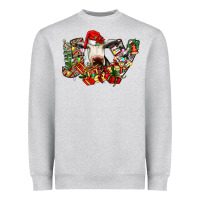 Heather Grey christmas joy cow Heavyweight Sweatshirt - CowhideDigitalArt