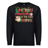 Black merry christmas ya filthy animal Premium Sweatshirt - MaliasSmallBusiness