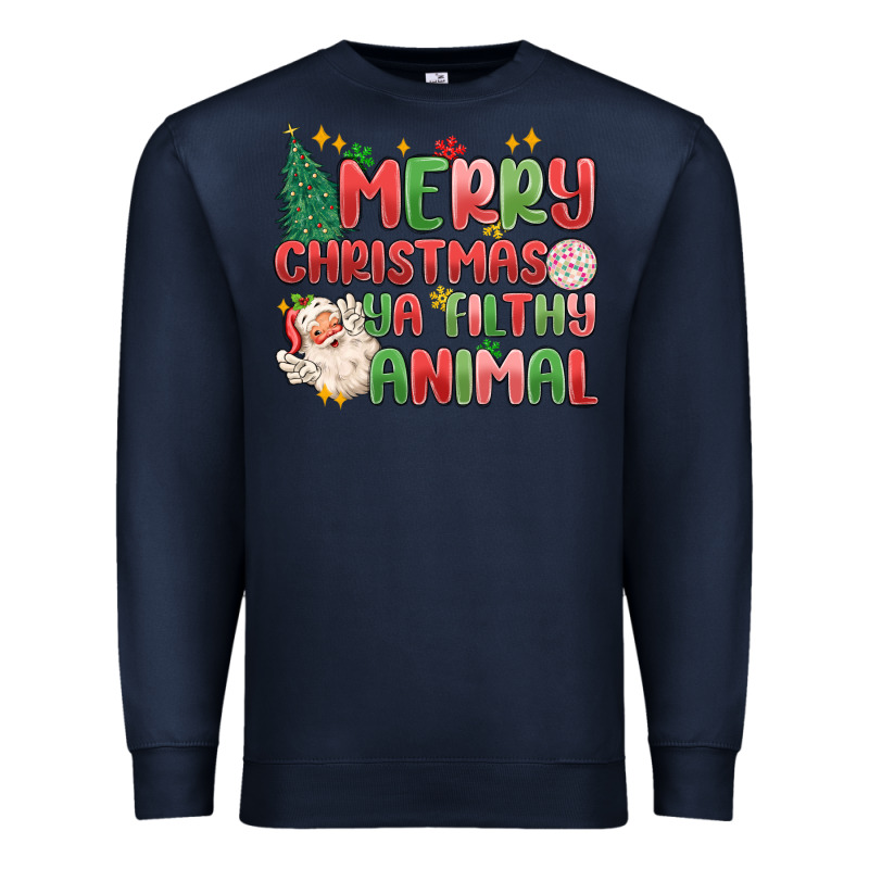 Merry Christmas Ya Filthy Animal Premium Sweatshirt by MaliasSmallBusiness | Teevron