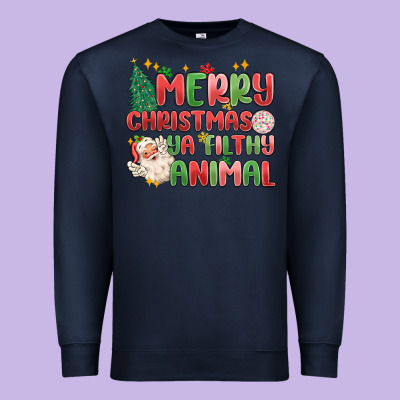 Merry Christmas Ya Filthy Animal Premium Sweatshirt Designed By Maliassmallbusiness