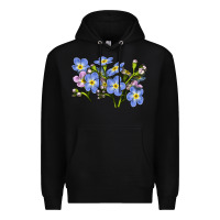 Black Forget Me Not Flower Illustrations Premium Hoodie - LillyAllenDesigns