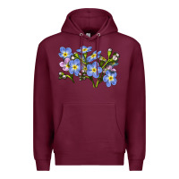 Burgundy Forget Me Not Flower Illustrations Premium Hoodie - LillyAllenDesigns