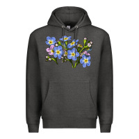 Charcoal Heather Forget Me Not Flower Illustrations Premium Hoodie - LillyAllenDesigns