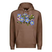 Chestnut Forget Me Not Flower Illustrations Premium Hoodie - LillyAllenDesigns