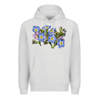 Dove Grey Forget Me Not Flower Illustrations Premium Hoodie - LillyAllenDesigns