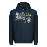 Navy Forget Me Not Flower Illustrations Premium Hoodie - LillyAllenDesigns