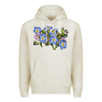 Oatmeal Heather Forget Me Not Flower Illustrations Premium Hoodie - LillyAllenDesigns
