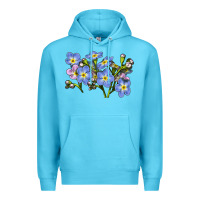 Ocean Blue Forget Me Not Flower Illustrations Premium Hoodie - LillyAllenDesigns