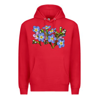 Red Forget Me Not Flower Illustrations Premium Hoodie - LillyAllenDesigns