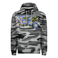 Slate Camo Forget Me Not Flower Illustrations Premium Hoodie - LillyAllenDesigns