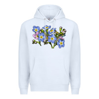 White Forget Me Not Flower Illustrations Premium Hoodie - LillyAllenDesigns