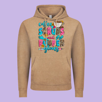 Coffee Scrubs And Rubber Gloves Vintage Hoodie Designed By Zillion Design Studio