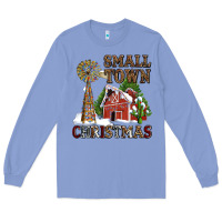 Colony Blue small town christmas with barn and cactus Long Sleeve Tee - AdoDesignShop