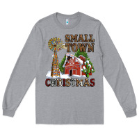 Heather Grey small town christmas with barn and cactus Long Sleeve Tee - AdoDesignShop