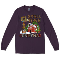 Plum small town christmas with barn and cactus Long Sleeve Tee - AdoDesignShop