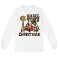 White small town christmas with barn and cactus Long Sleeve Tee - AdoDesignShop