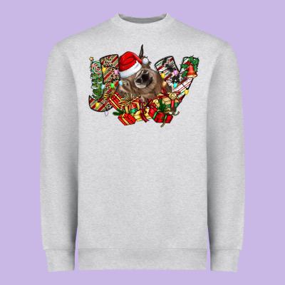 Christmas Joy Highland Cow Heavyweight Sweatshirt Designed By Cowhidedigitalart