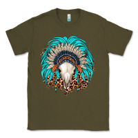 Army Green bull skull indian headdress Classic Tee - JahusDesignShop