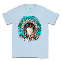 Dusty Blue bull skull indian headdress Classic Tee - JahusDesignShop