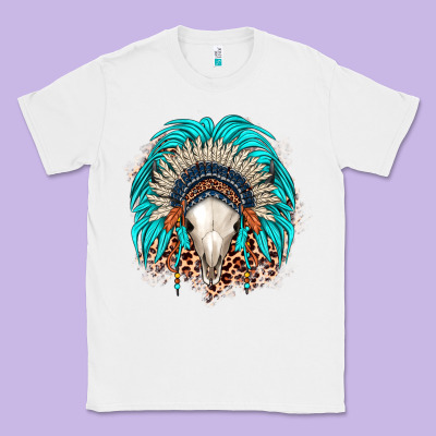 Bull Skull Indian Headdress Classic Tee Designed By Jahusdesignshop