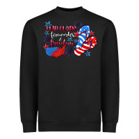Black Flip flops fireworks & freedom 4th of july Heavyweight Sweatshirt - CowGirlArtShop