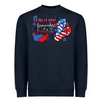 Navy Flip flops fireworks & freedom 4th of july Heavyweight Sweatshirt - CowGirlArtShop