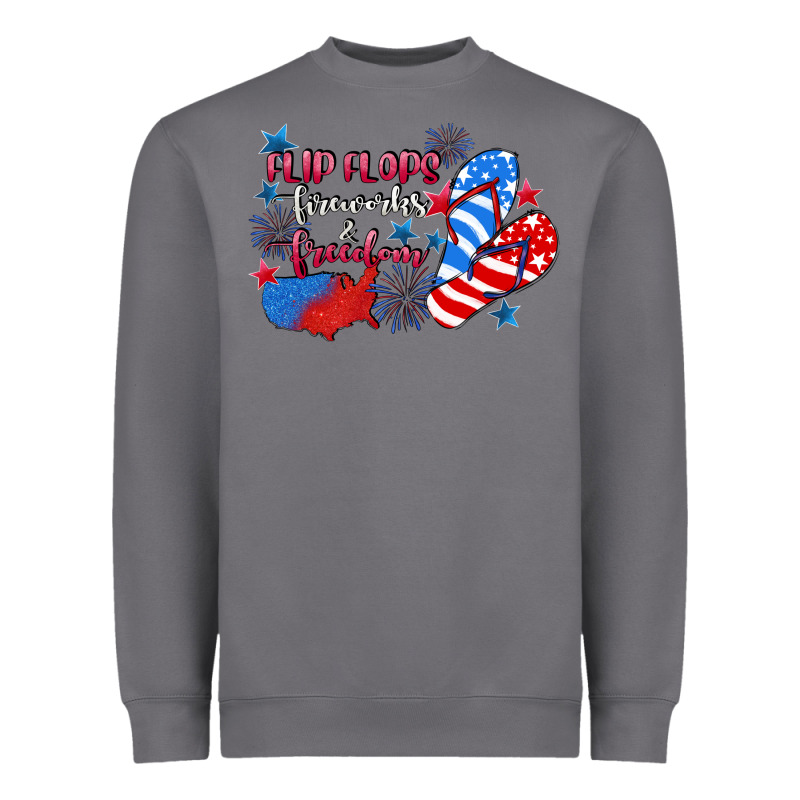 Flip Flops Fireworks & Freedom 4th Of July Heavyweight Sweatshirt by CowGirlArtShop | Teevron