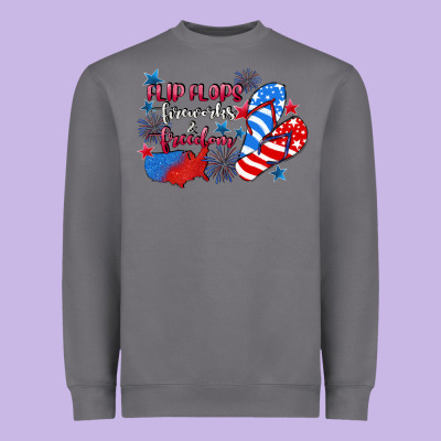 Flip Flops Fireworks & Freedom 4th Of July Heavyweight Sweatshirt Designed By Cowgirlartshop