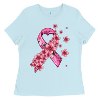 Baby Blue pink cancer ribbon Ladies Tee - AdoDesignShop