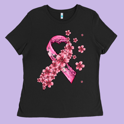 Pink Cancer Ribbon Ladies Tee Designed By Adodesignshop