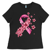 Black pink cancer ribbon Ladies Tee - AdoDesignShop