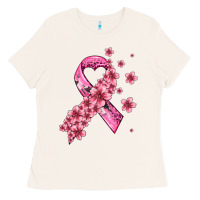 Bone pink cancer ribbon Ladies Tee - AdoDesignShop