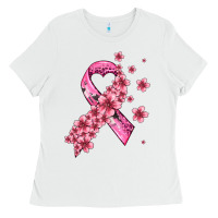 White pink cancer ribbon Ladies Tee - AdoDesignShop