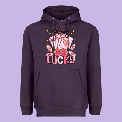 Feeling Lucky Heavyweight Hoodie Designed By Maliassmallbusiness